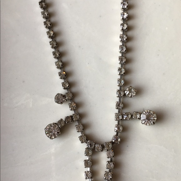 Vintage large rhinestone drop necklace - Picture 2 of 3